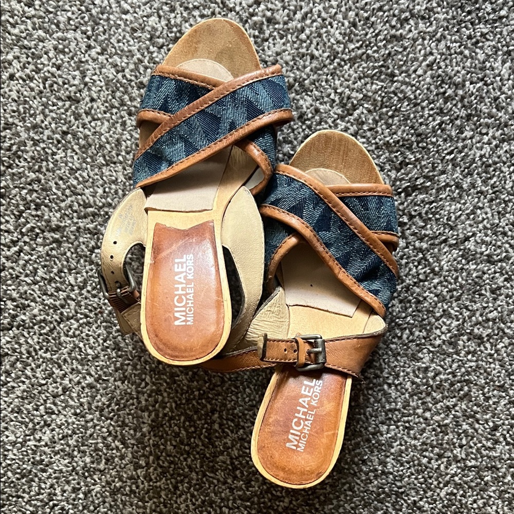 Michael Kors Denim and Tan Heels
